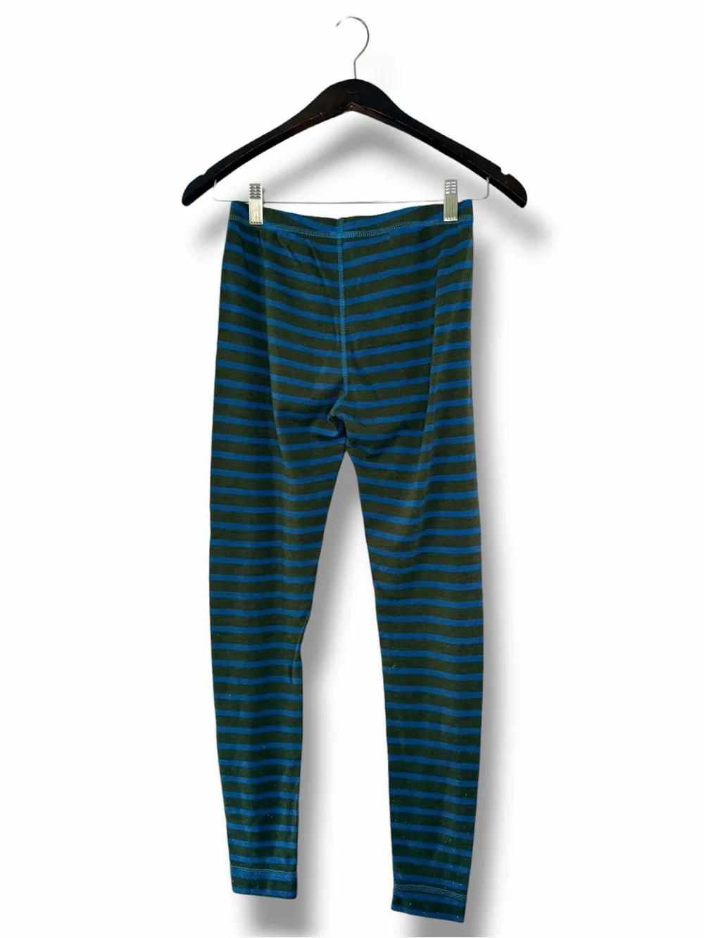 Smartwool Teal/Brown Striped Merino Wool Base Layer Set Quarter Zip/Pants Small